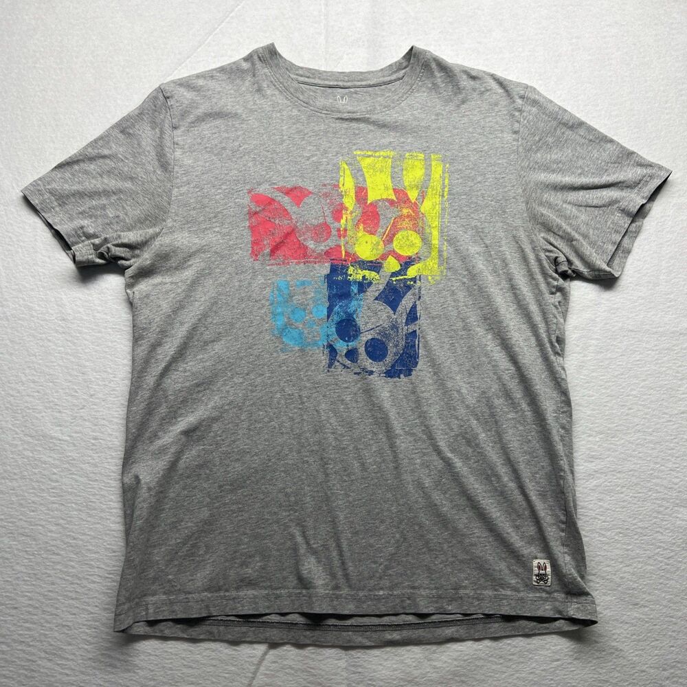 Psycho Bunny by Robert Godley TShirt Gray Skull Graphic Cotton Crew Neck Mens XL